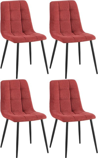 CLP 4er Set Esszimmerstühle Tilde, gepolsterte Küchenstühle mit gestepptem Stoffbezug und Metallgestell, modern - Bild 1