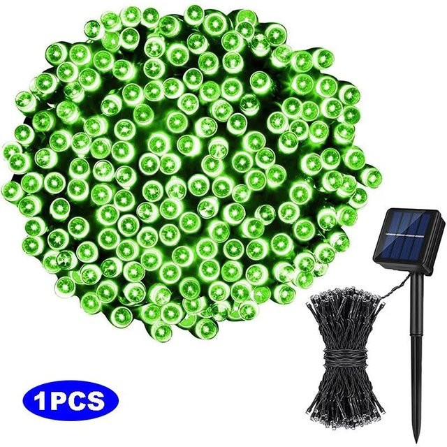 SheyIn Solar LED Weihnachtsbeleuchtung mit 100 LEDs, grün, wasserdicht IP65, 12m Länge - Bild 1