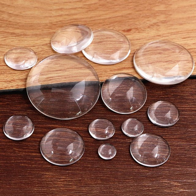 Glas Cabochon, rund, flache Rückseite, klar, Unisex - Bild 1