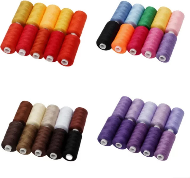 10er Set Polyester Nähgarn 402 für manuelle und mechanische Nutzung, Mehrfarbig, 10 x 400 Yards - Bild 1