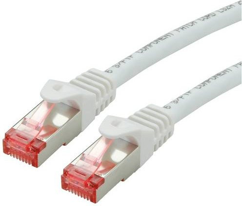 Roline RJ45 Patchkabel CAT 6 S/FTP Ethernet LAN in Weiß und Schwarz, Länge: 0,50 m - Bild 1