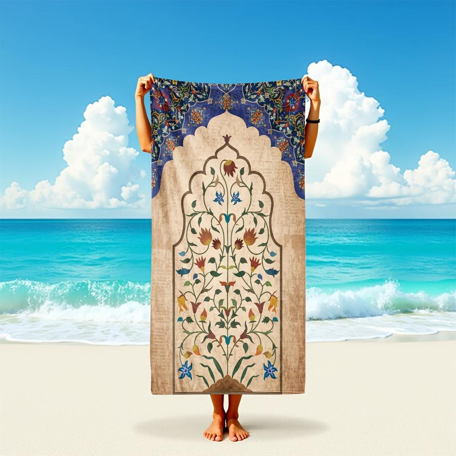 Ka Chen Muxi Boho Türkisches Strandtuch mit Vintage Persischem Blumenmuster aus Mikrofaser, B: 40 cm, H: 60 cm - Bild 2