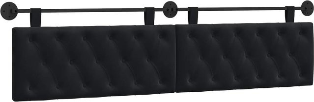 vidaXL Wandmontiertes Polsterpaneel aus Samt in Schwarz, Breite: 210 cm, Tiefe: 55 cm, Höhe: 7 cm - Bild 1