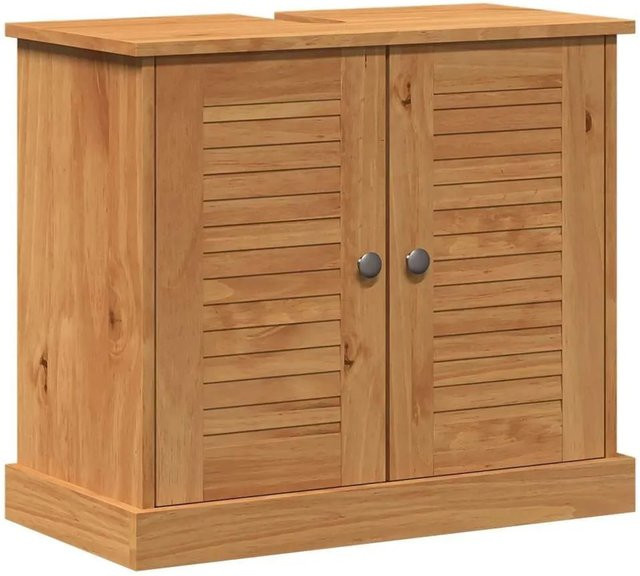 vidaXL Waschbeckenunterschrank VIGO mit Regal aus Mango-Holz in Braun und Honigbraun - Bild 1