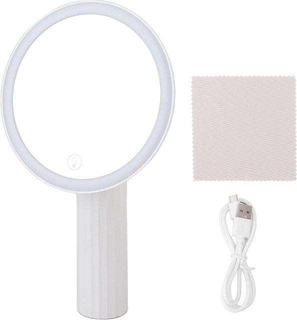 OutsideWorld LED Make-up Spiegel mit dimmbarer Fülllichtfunktion, runder Tischspiegel in Weiß - Bild 1