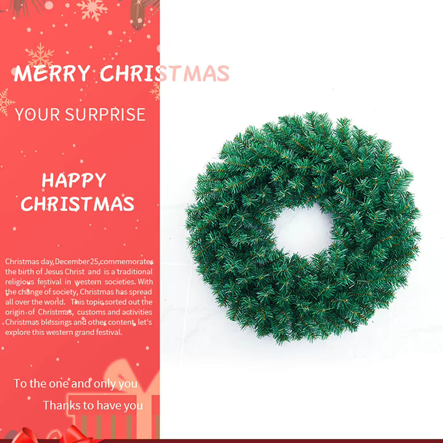 Rustikaler Weihnachts-Rattan-Kranz in Grün als hängendes Ornament mit künstlichen Kiefernnadeln, Durchmesser: 60 cm - Bild 4