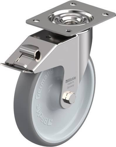 Blickle LEX-TPA 200XR-FI Lenkrolle mit Feststeller aus Edelstahl in Silber und Grau, Rad-Durchmesser: 200 mm, Tragfähigkeit: 250 kg - Bild 1
