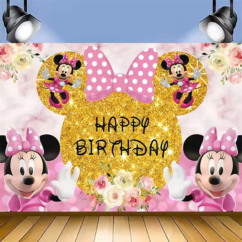 Potdemiel Mickey Minnie Mouse Geburtstagshintergrund mit Polka Dots für Kinder und Mädchen Party sowie Babyparty Fotografie in Mehrfarbig - Bild 2