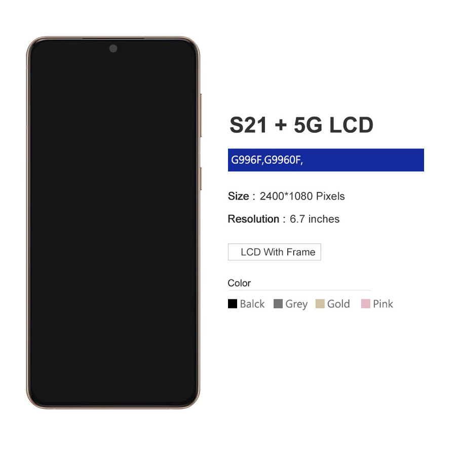 Samsung AMOLED LCD Display mit Rahmen für Samsung S21 Plus 5G G996B in Schwarz - Bild 3