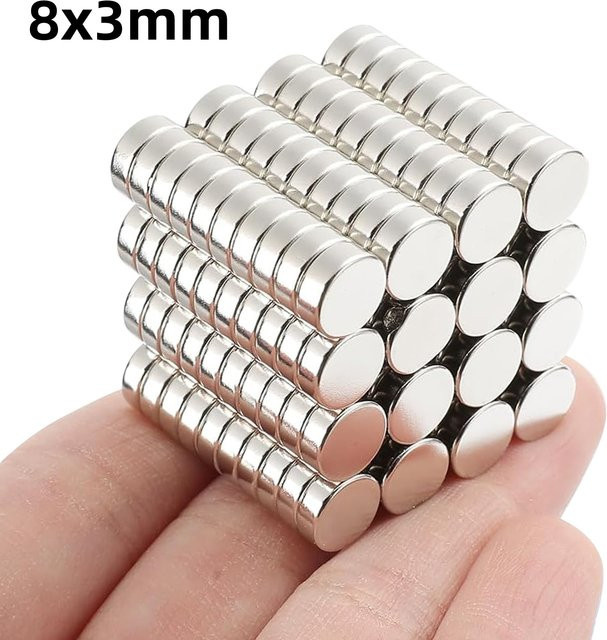 Runde Kühlschrankmagnete in Silber, Set aus kleinen Büromagneten und Whiteboard-Magneten aus Metall, Durchmesser: 8 mm - Bild 1