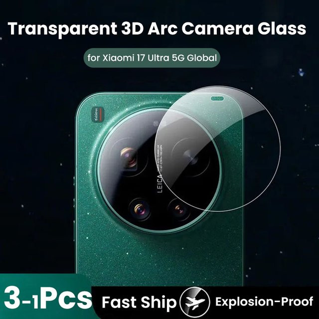 Xiaomi 17 Ultra Rückkameraschutz aus gehärtetem Glas, 3D gebogen, transparent, 3er-Set - Bild 1