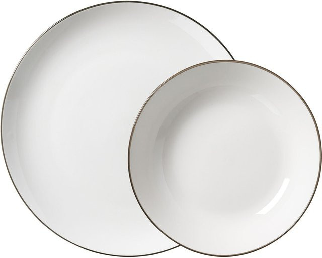 Ritzenhoff & Breker Tafelservice Adela 12-teilig aus Porzellan in Grau und Weiß - Bild 1