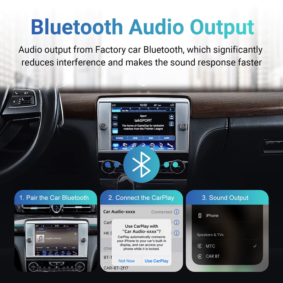 Ezonetronics Wireless CarPlay und Android Auto Nachrüstsatz Decoderbox für Maserati Quattroporte und Ghibli in Schwarz - Bild 4