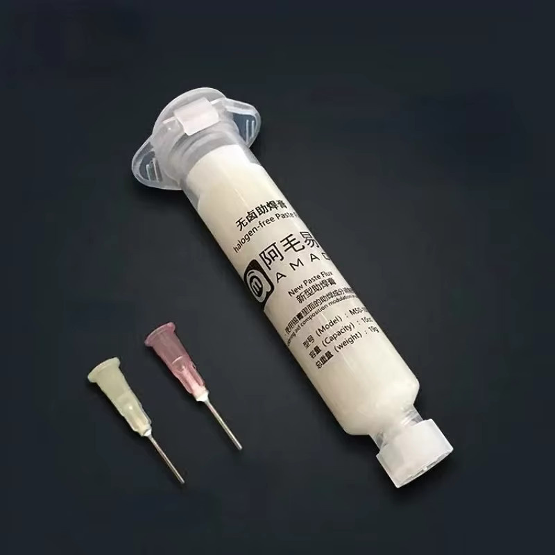 AMAOE Halogenfreies Schweißöl Flussmittel für PCB BGA Reballing Reparatur mit 2 Spritzen und Nadeln in Weiß - Bild 2