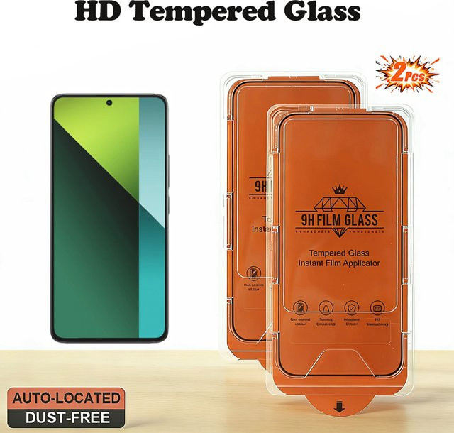 2 Stück Displayschutzfolie aus gehärtetem Glas für Xiaomi Redmi 13, 13C, 13R, 13x sowie Note 13 Pro, Note 13 und Note 13R, transparent - Bild 1
