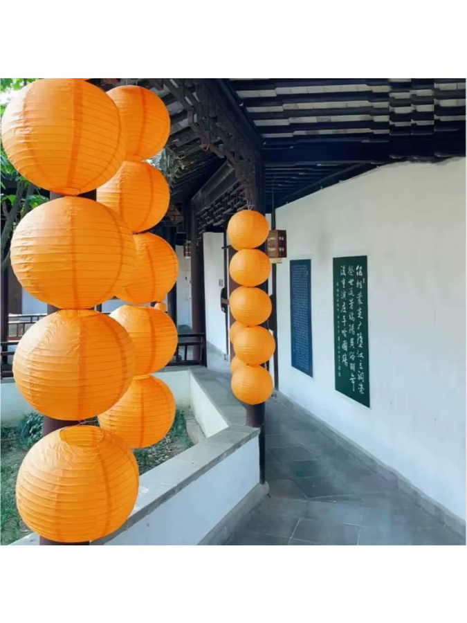 Merylover Runde Papierlaterne in Orange und Gelb für Hochzeiten, Geburtstage und Partys, Durchmesser: 15,24 cm - Bild 5