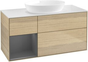 V&B Waschtischunterschrank Finion mit Wandbeleuchtung, Anthrazit und Eiche lackiert, Breite: 120 cm, Tiefe: 50,1 cm, Höhe: 50,1 cm - Bild 1