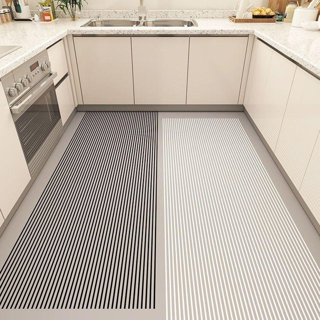 Karpetti Flächenteppich aus Polypropylen, grau, geometrisches Design, wasserdicht und rutschfest, B/T: 55 x 180 cm - Bild 1