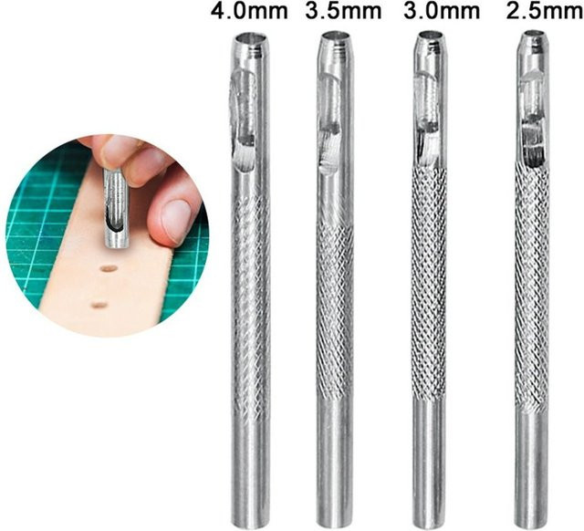 Lederlochbohrer Set in Silber für Gürtel, Taschen und Uhrenarmbänder mit Durchmessern von 2,5 mm, 3 mm und 4 mm - Bild 1