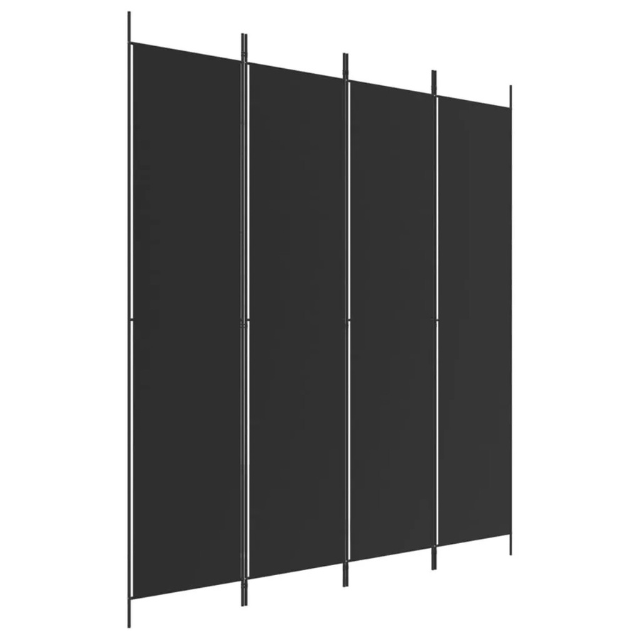 vidaXL Paravent aus Stoff in Schwarz, 4-teilig, B: 200 cm, H: 220 cm - Bild 2