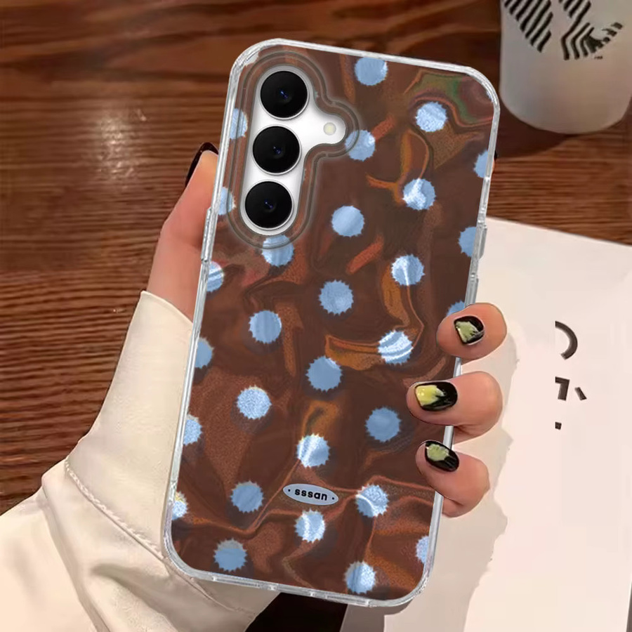 Samsung Galaxy S25 FE S24 S23 S22 S21 S20 Ultra Plus Schutzhülle mit Polka Dots in Rosa Braun - Bild 2