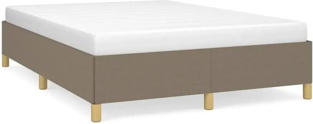 vidaXL Bettgestell aus Stoff in Beige und Grau, modernes Polsterbett B/T/H: 143 x 193 x 140 cm - Bild 1