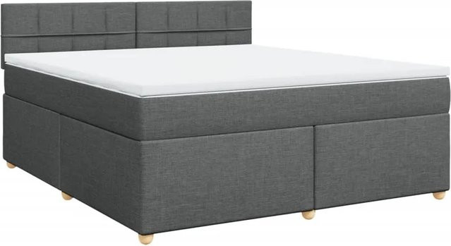 vidaXL Boxspringbett mit Matratze Hybrid Dunkelgrau B/T/H: 180 x 200 x 100,5 cm - Bild 1
