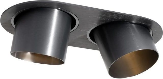QAZQA Einbau Strahler Rund Gunmetal Beton Dunkelgrau 2-flammig schwenkbar GU10 - Bild 1