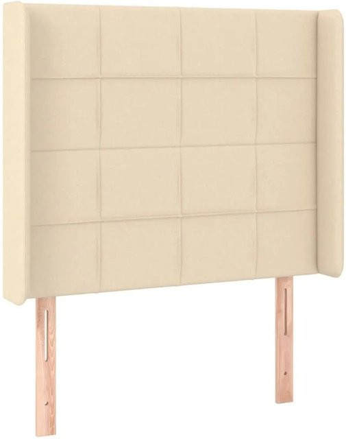 vidaXL Kopfteil mit Ohren in Creme Beige, gepolstertes Stoff-Kopfteil, B: 103 cm, T: 16 cm, H: 118 bis 128 cm - Bild 1