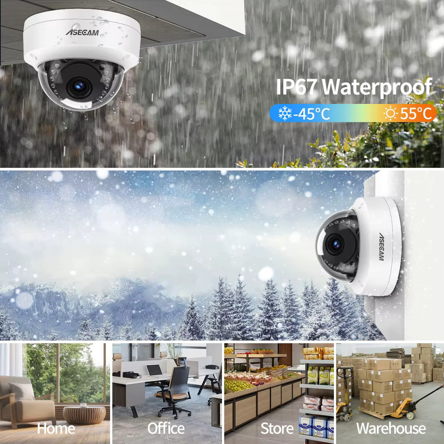 ASECAM 8MP 4K IP Kamera Weiß: Explosionsgeschützte Outdoor Metallkuppel mit Gesichtserkennung und H.265 Onvif Videoüberwachung - Bild 4