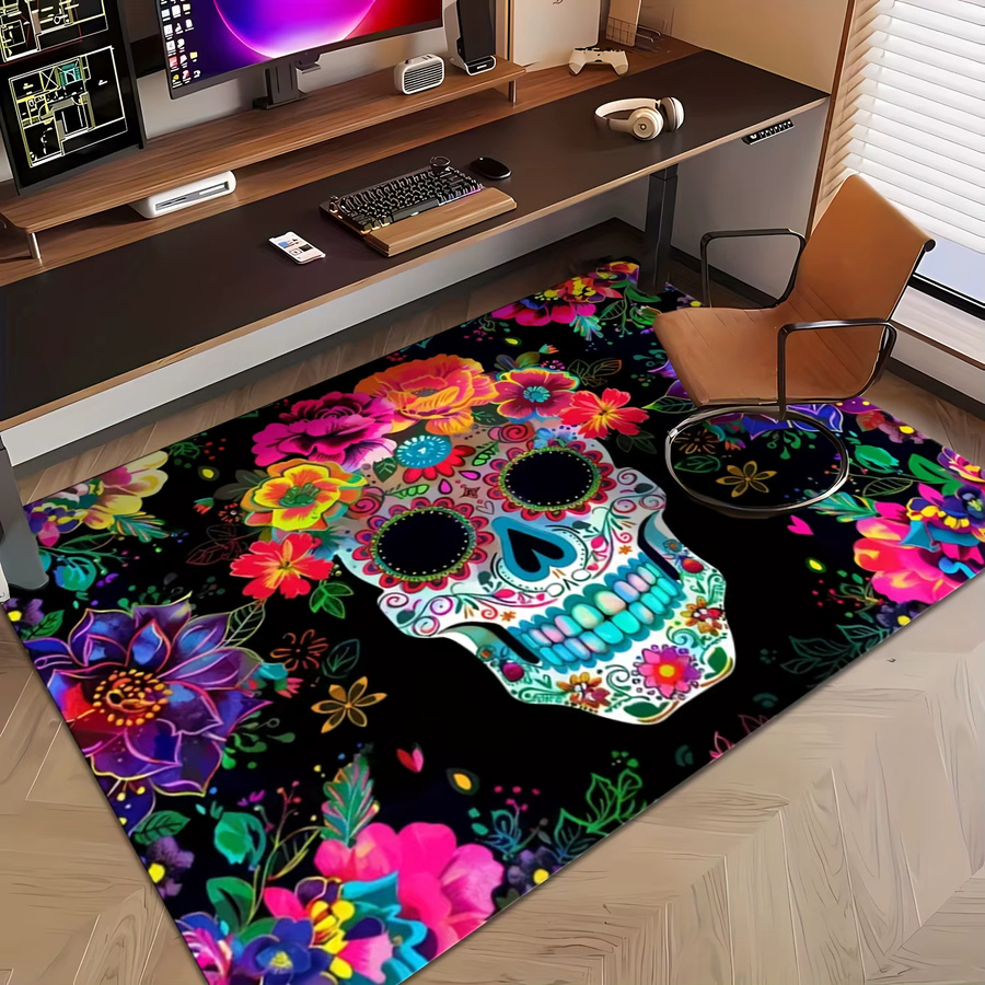 VIKAMA Halloween-Teppich in Multicolour, verschleißfeste und verdickte Bodenmatte mit floralem Ethnic-Design für Eingangsbereich, Wohnzimmer, Schlafzimmer oder Badezimmer, B/T: 60 x 40 cm - Bild 4