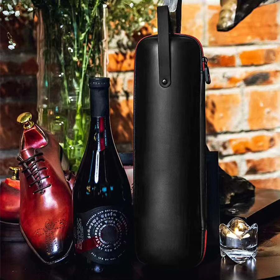 MOJOYCE Tragbare Weintasche in Schwarz, Wasserdichte Kühltasche mit Trageriemen für Wein und Bier auf Reisen und Partys - Bild 2