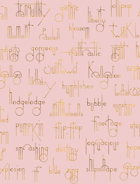 Coordonné Wandtattoo Beautiful Words Typographic Art Deco in Gold/Rose und Pink - Bild 1