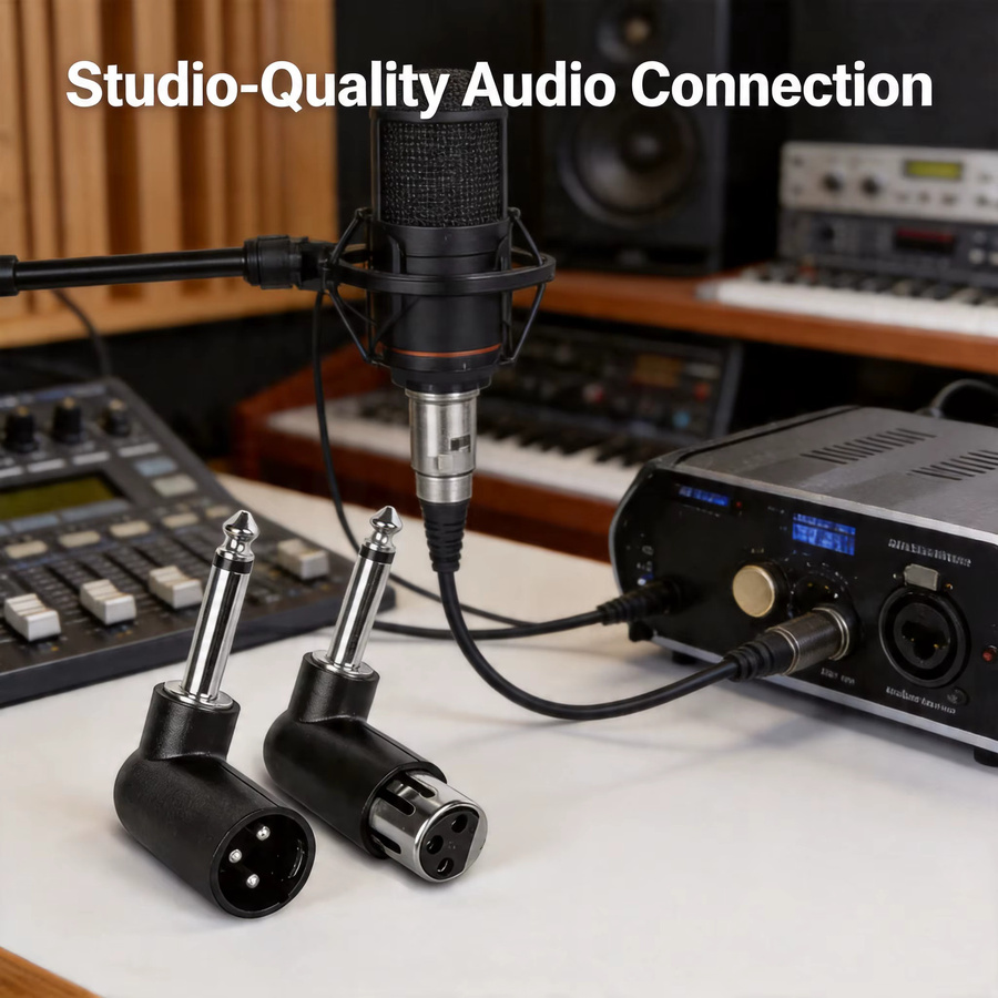 FRHY XLR-Stecker auf 6,35mm Klinkenbuchse Adapter in Schwarz für symmetrische Audio-Anschlüsse und Mikrofone - Bild 2