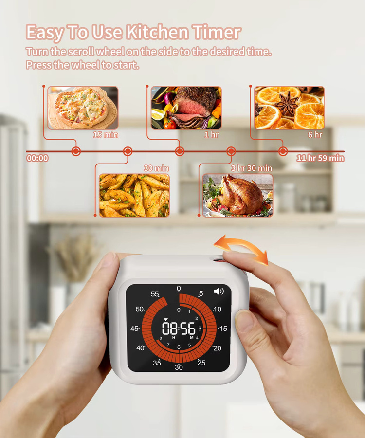 NOKLEAD Visueller Digitaler Timer in Weiß, Multifunktionaler Magnetischer USB-Lade-Timer mit 12-Stunden-Countdown und Stoppuhr für Büro, Klassenzimmer und Küche - Bild 3