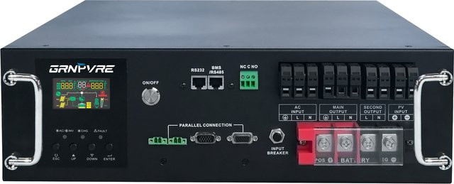 GRNPVRE Hybrid-Solarwechselrichter 6200W mit 120A MPPT-Controller, 48V Reine Sinuswelle, Schwarz - Bild 1