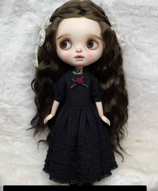 dalok hakid Blythe Puppenoutfit Kleid, Gothic-Stil, Schwarz, 1-teiliges Set - Bild 1