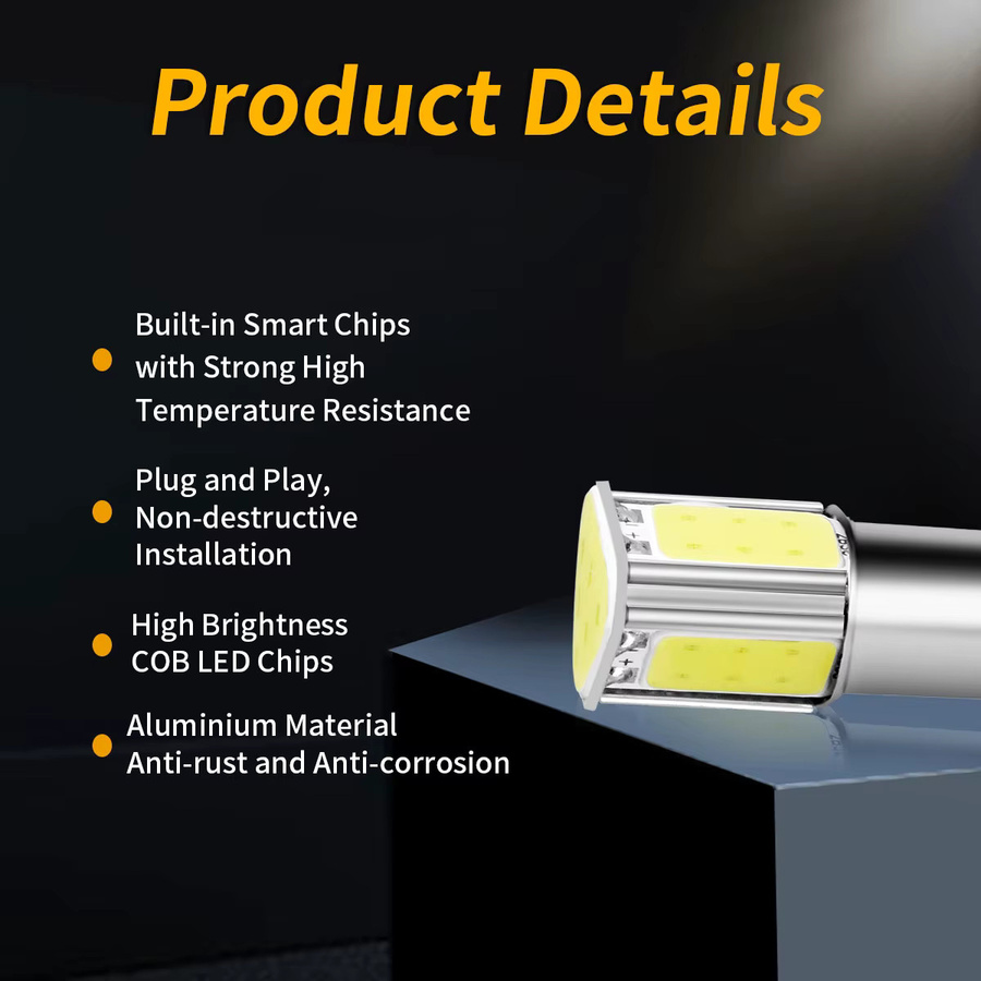 p2max COB-LED Auto Leuchtmittel für Bremslicht Rückfahrlicht und Nebelscheinwerfer in den Farben Weiß, Blau, Gelb, Rot und Grün (Sockel 1156 BA15S P21W S25 G18 1157 BAY15D P21/7W) - Bild 3