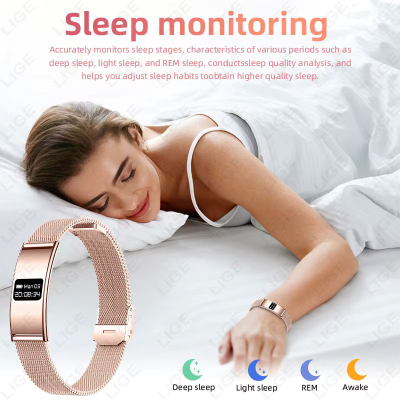 LIGE Smartwatch mit digitalem Bildschirm und Gesundheitsmonitor, wasserdichtes Fitness Armband für Männer und Frauen in Silber oder Gold - Bild 4