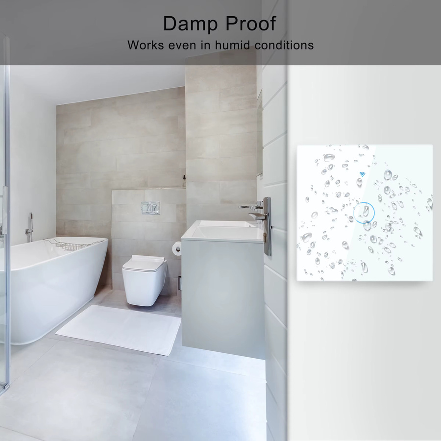 Szaoju WLAN Smart Schalter mit Neutralleiter, RF433MHz EU Touch-Wandschalter in Weiß, kompatibel mit SmartLife App und Google Assistant - Bild 2