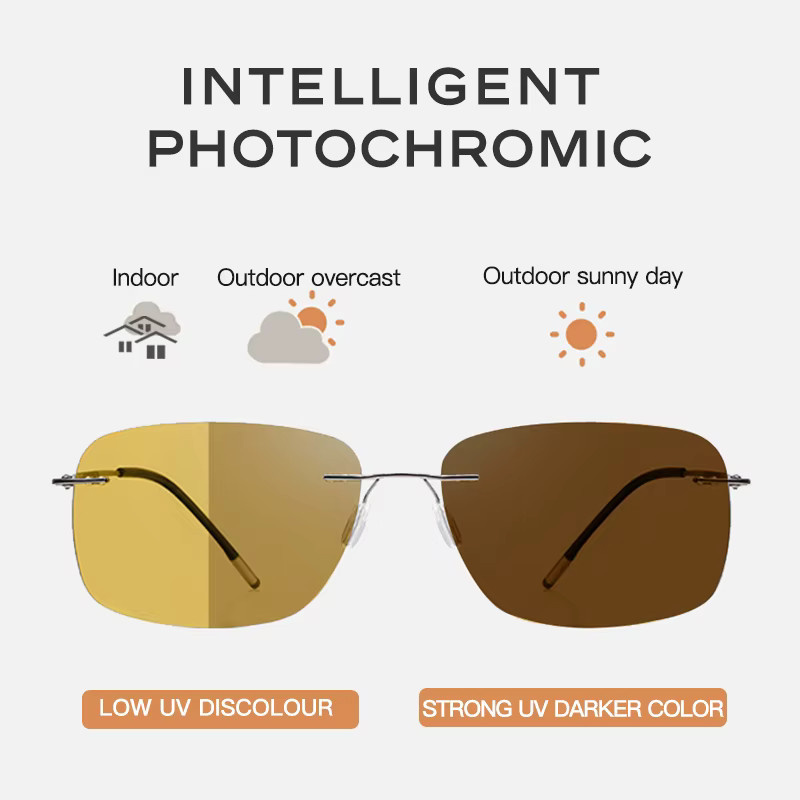 CAPONI Square Sonnenbrille Herren, randlos, Metall, photo chrome - Bild 2