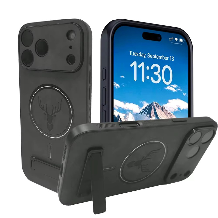 UYUXIO Magnetische Handyhülle mit Ständer für iPhone 11 bis 17 Pro Max in Schwarz oder Grau - Bild 6