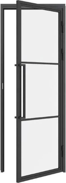 inova Loft Glastür Komplettset im Industrial Design mit Klarglas und schwarzer Beschlag, DIN Rechts, B: 83,0 cm, H: 204,0 cm - Bild 1