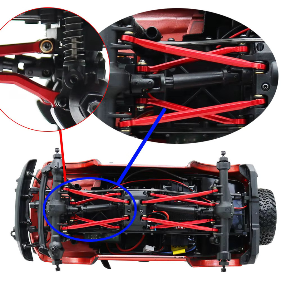 BDXRC CNC Aluminium High Clearance 4-Links-Set Upgrade-Teile, 1:24, Metall - Bild 1