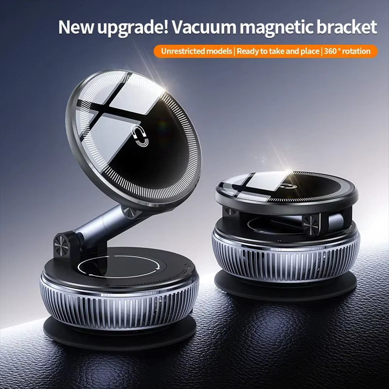 VIKEFON Magnetischer Auto-Vakuumsauger und Handyhalter mit verstellbarem Drehschloss für MagSafe iPhone 12–17, Schwarz - Bild 2