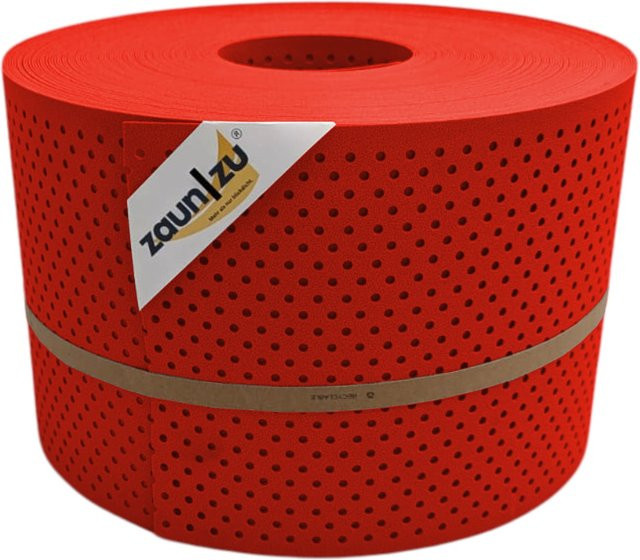 zaun zu Sichtschutzstreifen PP Premium gelocht semi-transparent Rot 50m - Bild 1