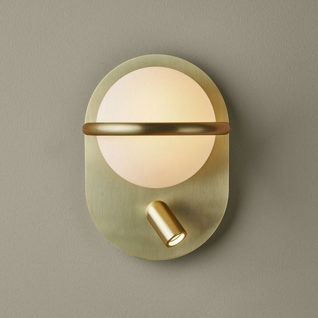 B.Lux C_Ball W2L Wandleuchte mit Leselicht in Messing satiniert - Bild 1