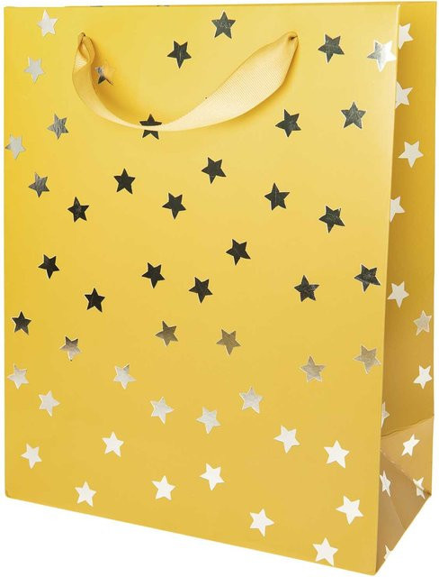 Rico Design Paper Poetry Geschenktüte Nostalgic Christmas Sterne in Senf Gelb B: 26 cm, T: 12 cm, H: 32 cm - Bild 1