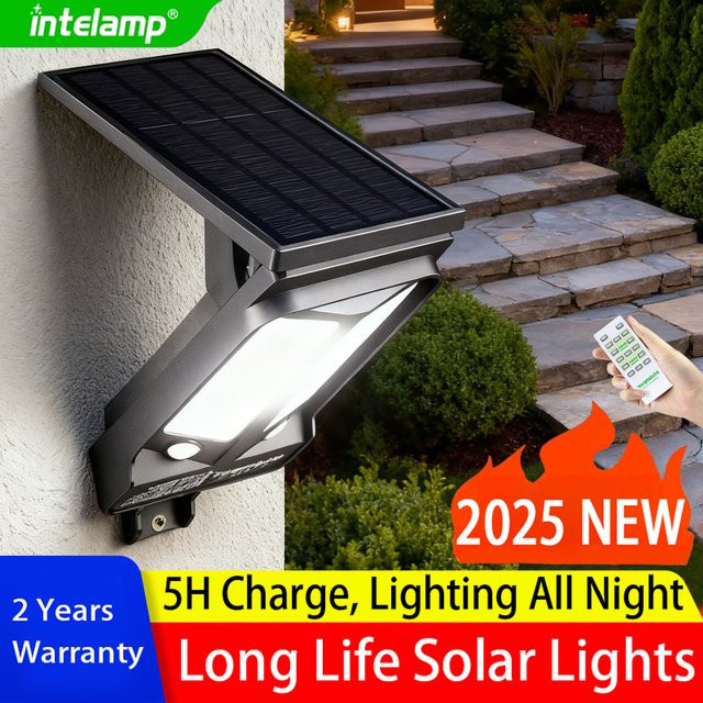 intelamp Solar-LED-Außenleuchte mit 99 SMD-LEDs, Bewegungssensor und Flutlichtfunktion, Schwarz - Bild 1