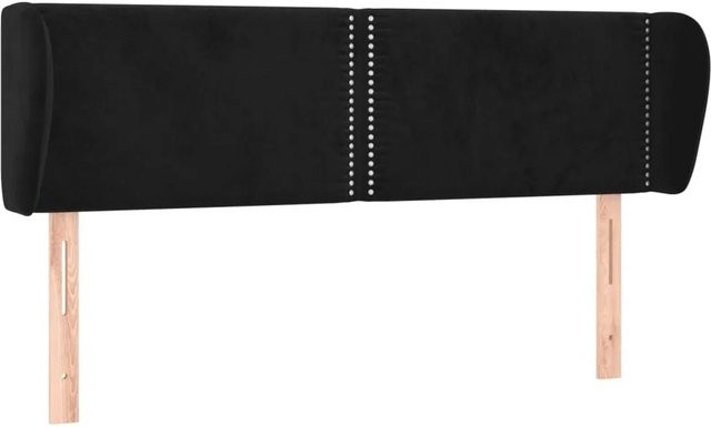 vidaXL Kopfteil mit Ohren in Schwarz aus Samt, B/T/H: 147 x 23 x 78/88 cm - Bild 1